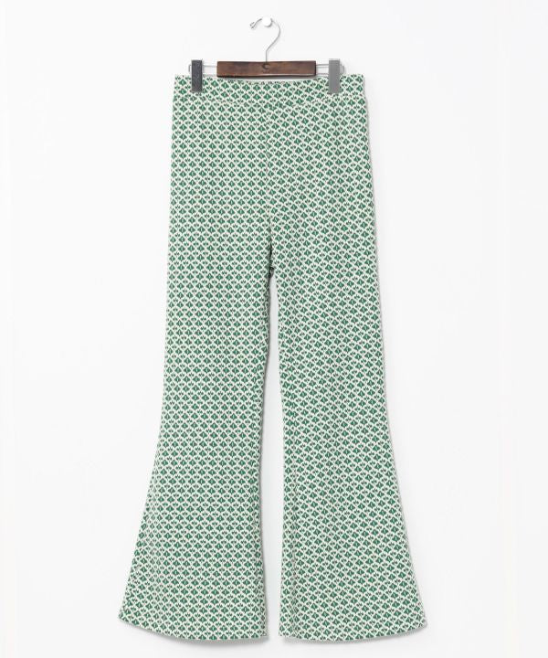 Tile Print Stretch Bootcut Pants