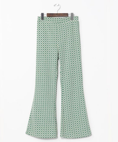 Tile Print Stretch Bootcut Pants