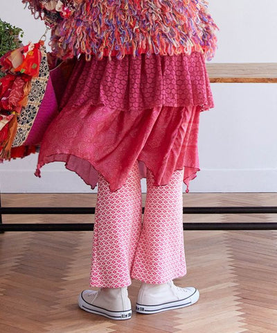 Tile Print Stretch Bootcut Pants