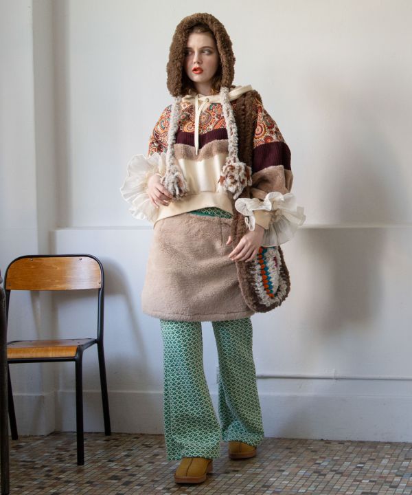 Tile Print Stretch Bootcut Pants