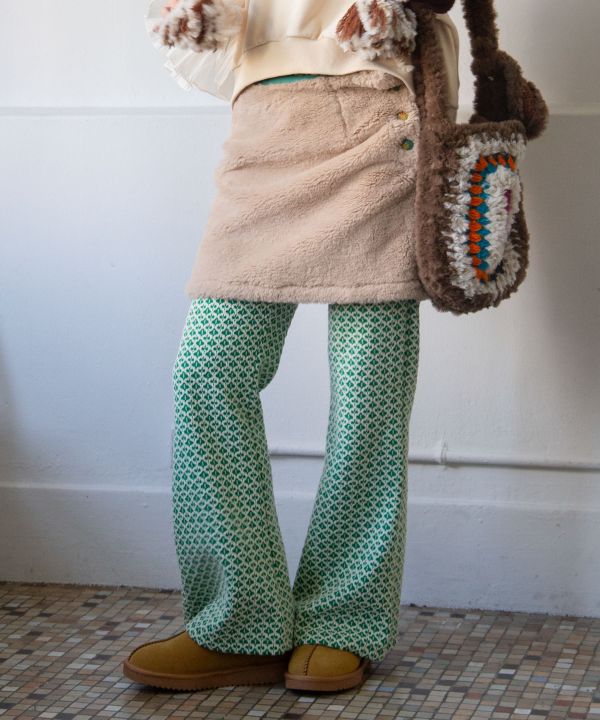 Tile Print Stretch Bootcut Pants