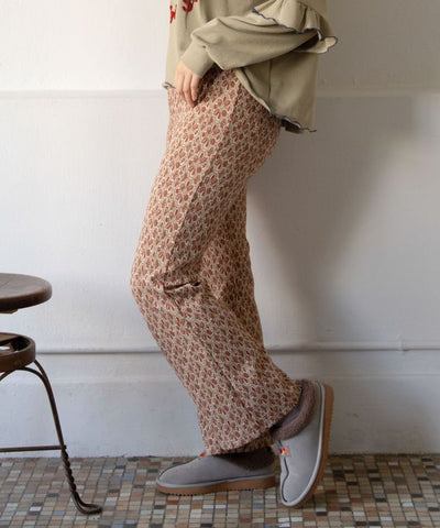 Floral Print Stretch Bootcut Pants