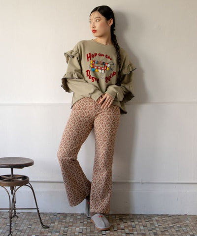 Floral Print Stretch Bootcut Pants