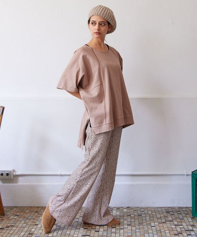 Geom Print Stretch Bootcut Pants