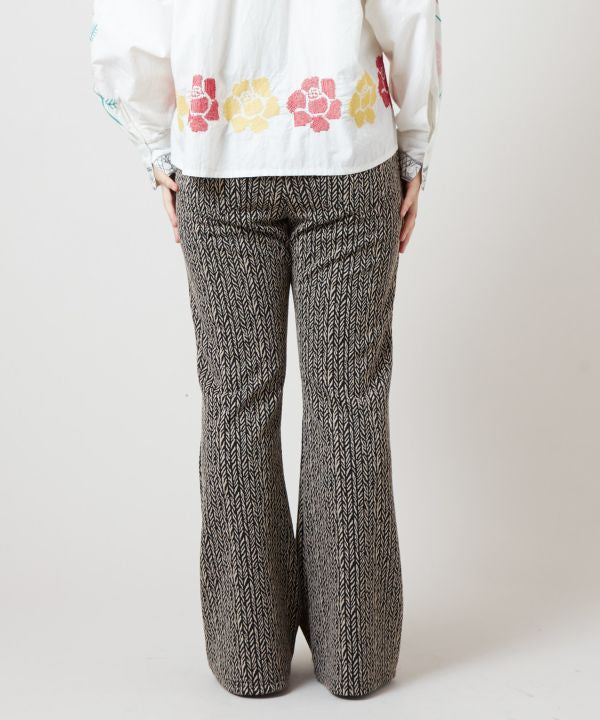 Geom Print Stretch Bootcut Pants