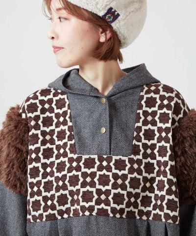 Faux Fur Patchwork Hoodie Top