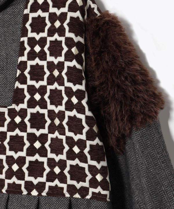 Faux Fur Patchwork Hoodie Top