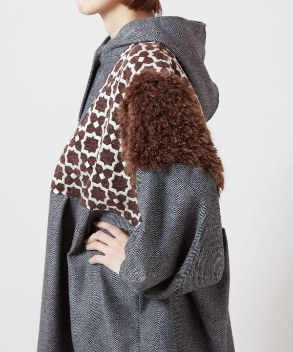 Faux Fur Patchwork Hoodie Top