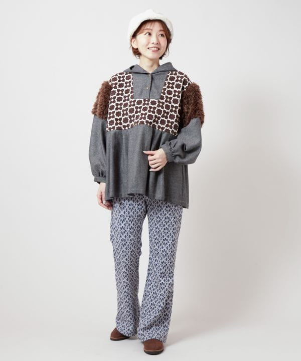 Faux Fur Patchwork Hoodie Top