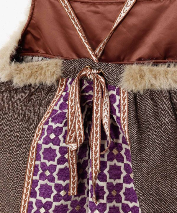 Faux Fur Patchwork Camisole Dress