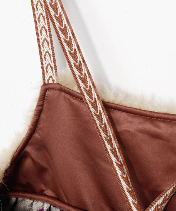 Faux Fur Patchwork Camisole Dress