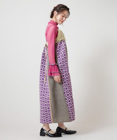 Faux Fur Patchwork Camisole Dress