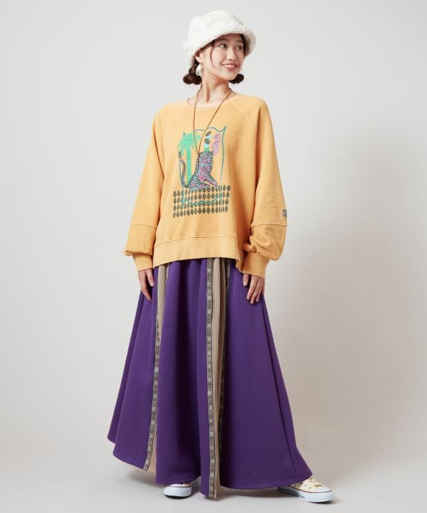 Brushed Fleece Retro-Like Print Sweatshirt