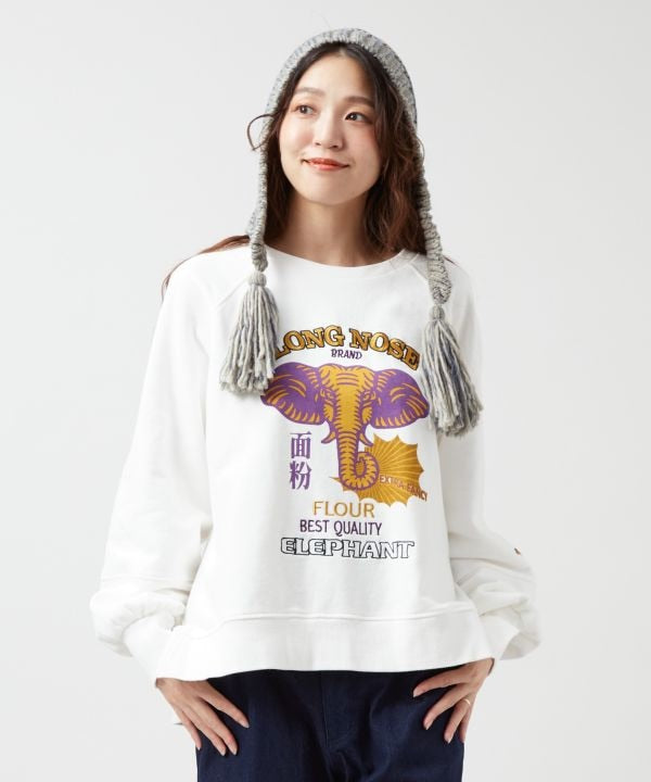 Brushed Fleece Retro-Like Print Sweatshirt