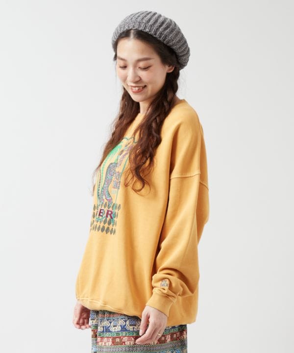 Brushed Fleece Retro-Like Print Sweatshirt