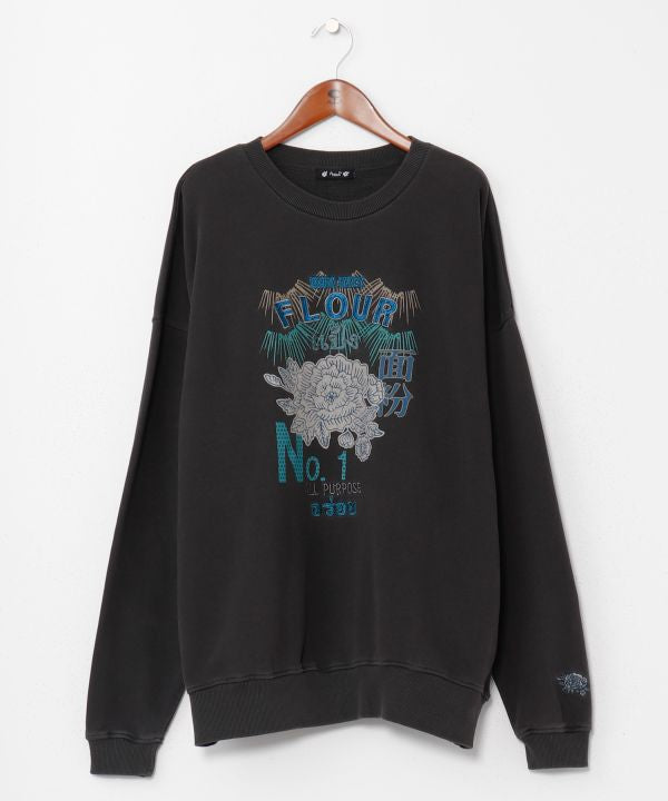 Brushed Fleece Retro-Like Print Sweatshirt