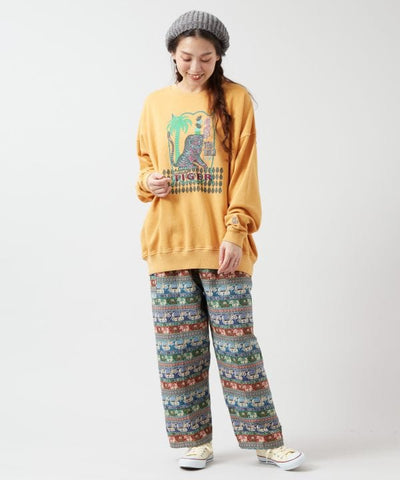 Brushed Fleece Retro-Like Print Sweatshirt