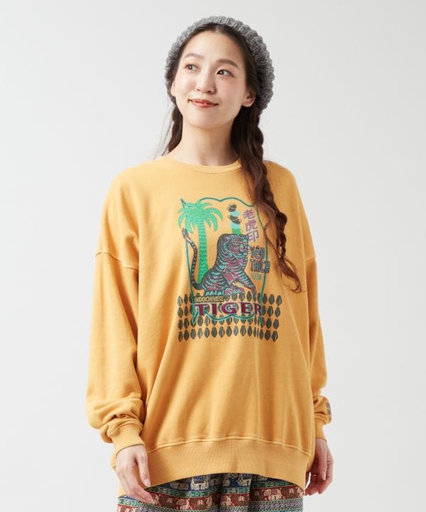 Brushed Fleece Retro-Like Print Sweatshirt