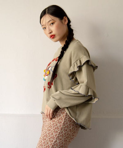 荷葉邊袖運動衫