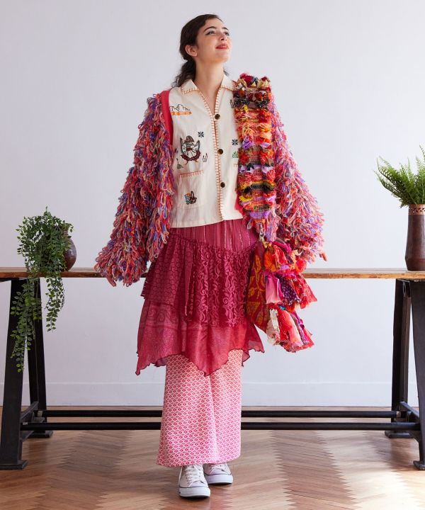 Colorful Loop Knit Cardigan