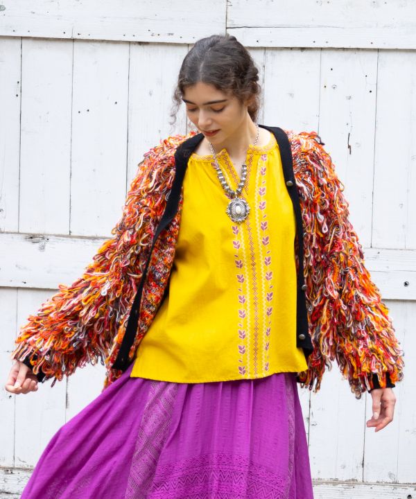 Colorful Loop Knit Cardigan by AMINA - Ametsuchi