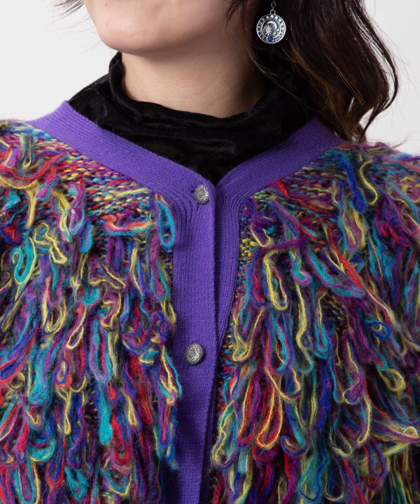 Colorful Loop Knit Cardigan by AMINA - Ametsuchi