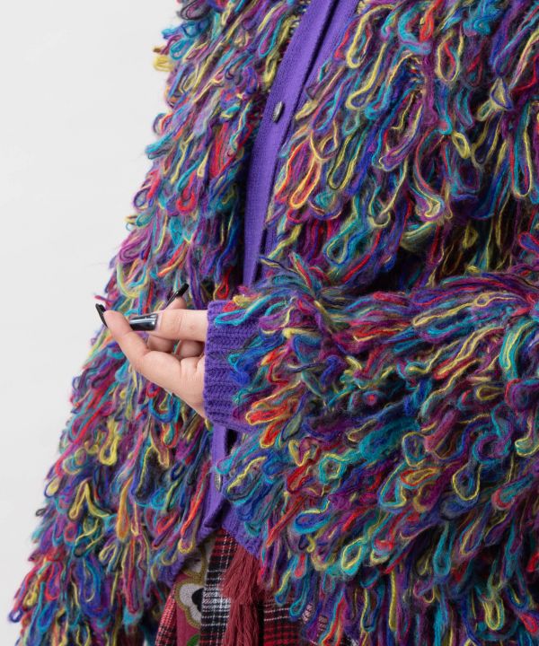 Colorful Loop Knit Cardigan by AMINA - Ametsuchi