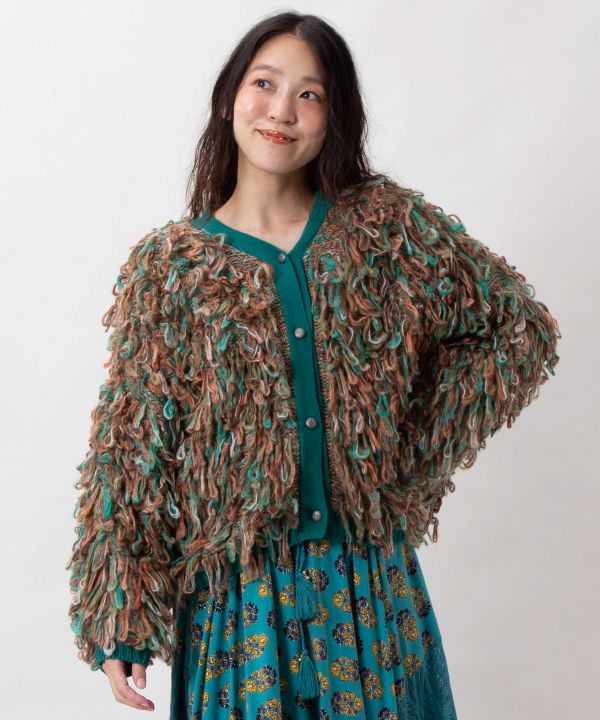 Colorful Loop Knit Cardigan by AMINA - Ametsuchi