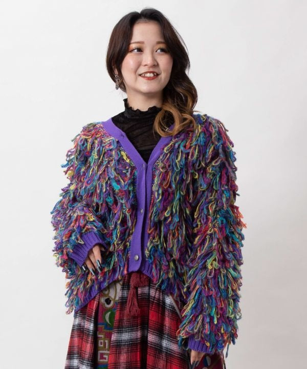Colorful Loop Knit Cardigan by AMINA - Ametsuchi