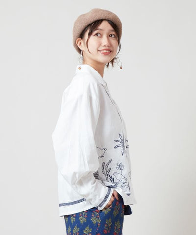 Boho Chic Embroidered Cotton Shirt