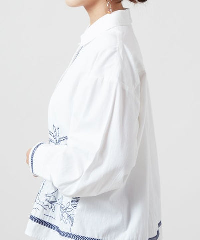 Boho Chic Embroidered Cotton Shirt