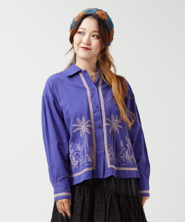 Boho Chic Embroidered Cotton Shirt