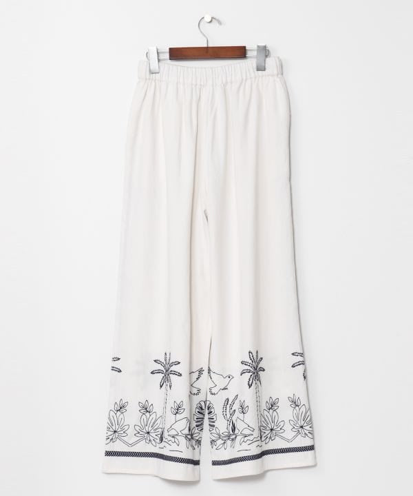 Embroidered Straight-Leg Cotton Pants