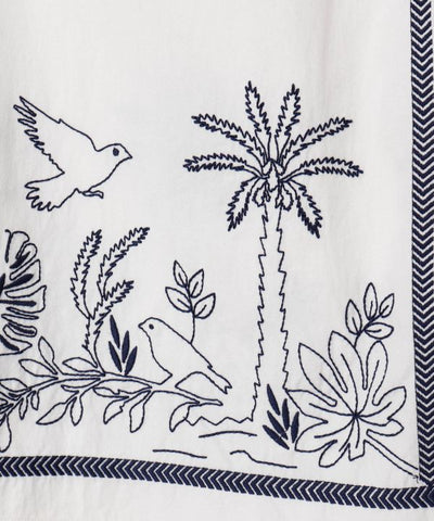 Embroidered Straight-Leg Cotton Pants