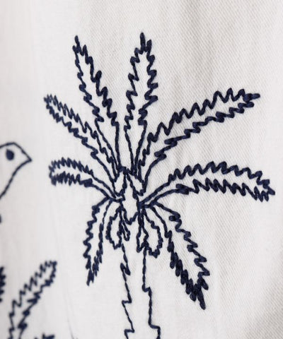 Embroidered Straight-Leg Cotton Pants