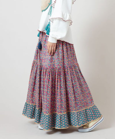 Retro Pop Floral Tiered Skirt