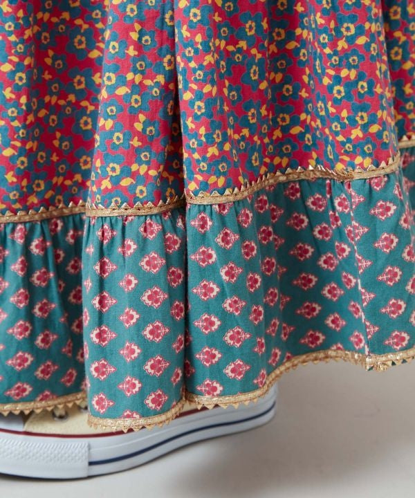 Retro Pop Floral Tiered Skirt