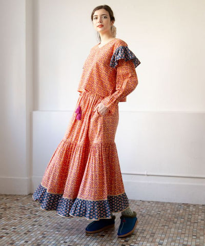 Retro Pop Floral Tiered Skirt