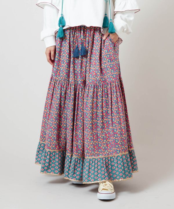 Retro Pop Floral Tiered Skirt