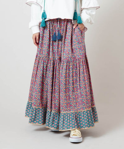 Retro Pop Floral Tiered Skirt