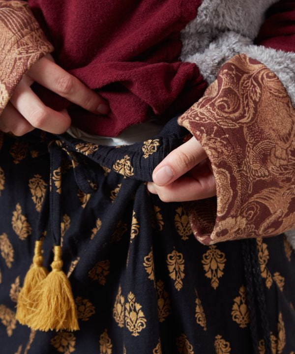 Foil Print Tiered Skirt