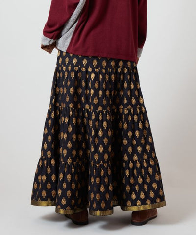 Foil Print Tiered Skirt