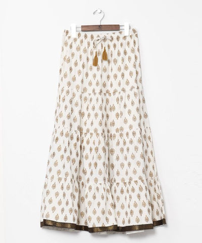 Foil Print Tiered Skirt