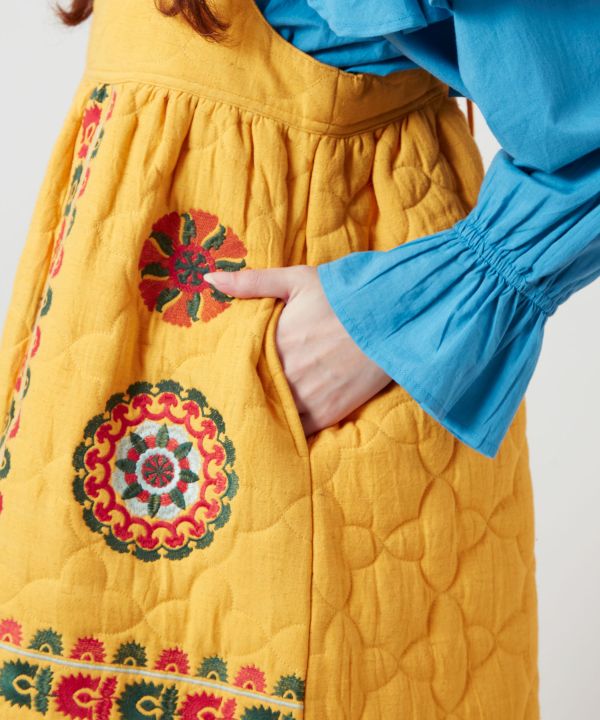 Embroidered Quilted Camisole Dress