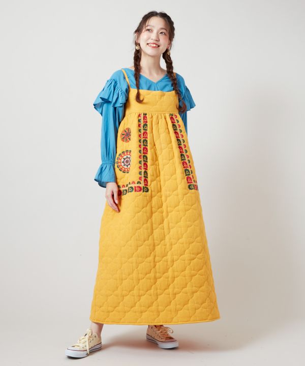 Embroidered Quilted Camisole Dress