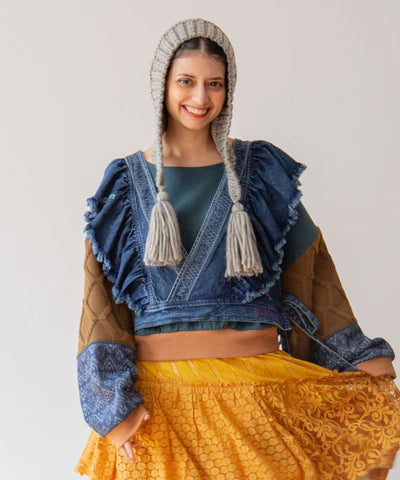 Shoulder Frill Denim Vest