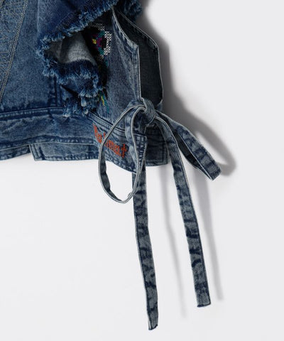 Shoulder Frill Denim Vest