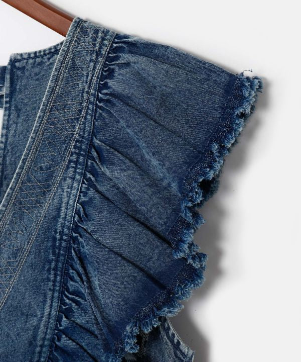 Shoulder Frill Denim Vest