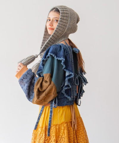 Shoulder Frill Denim Vest