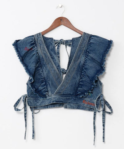 Shoulder Frill Denim Vest